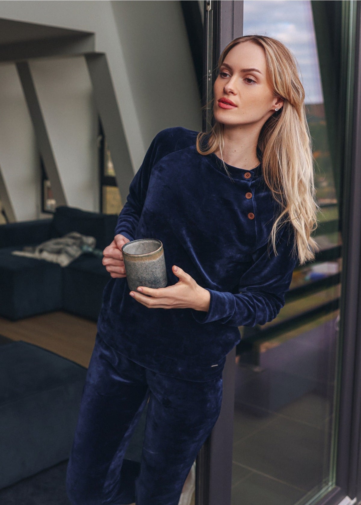 Hanorac Damă Velvet Bleumarin