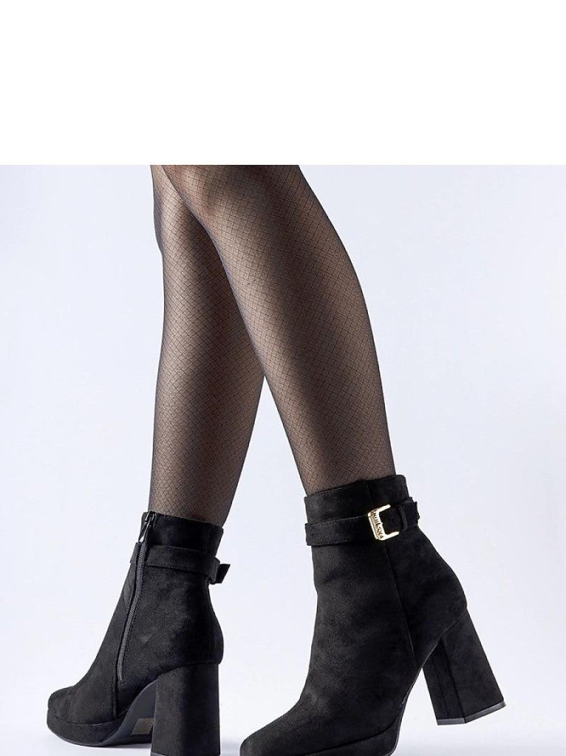 Botine cu toc Solea, Model 204724, Negru - material Zam din piele ecologică  Înălţimea tocului 9 cm