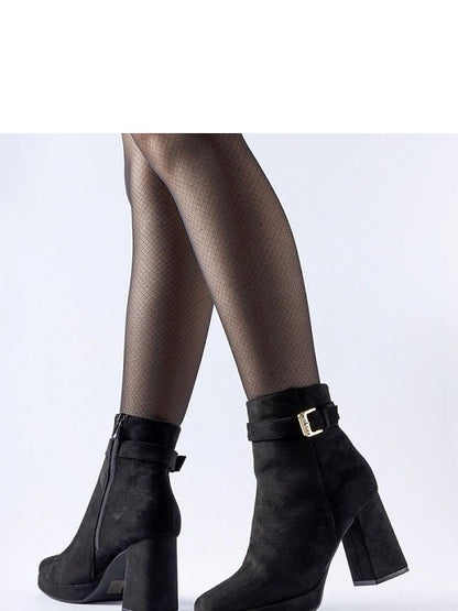 Botine cu toc Solea, Model 204724, Negru - material Zam din piele ecologică  Înălţimea tocului 9 cm