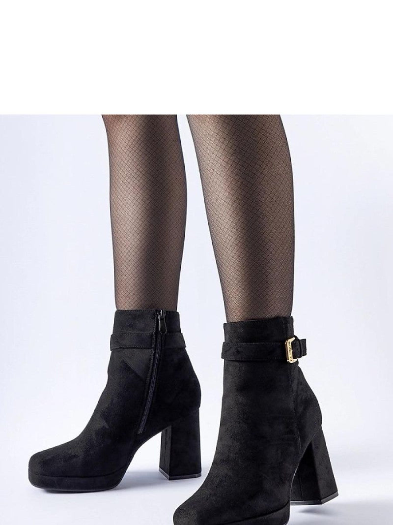 Botine cu toc Solea, Model 204724, Negru - material Zam din piele ecologică  Înălţimea tocului 9 cm