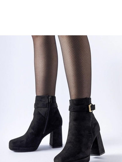 Botine cu toc Solea, Model 204724, Negru - material Zam din piele ecologică  Înălţimea tocului 9 cm