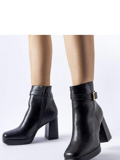 Botine cu toc Solea, Model 204725, Negru - material Zam din piele ecologică  Înălţimea tocului 9 cm