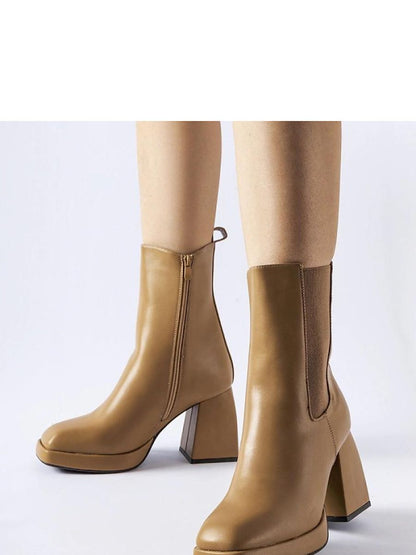 Botine cu toc Solea, Model 204732, Maro - material Zam din piele ecologică  Înălţimea tocului 8,5 cm