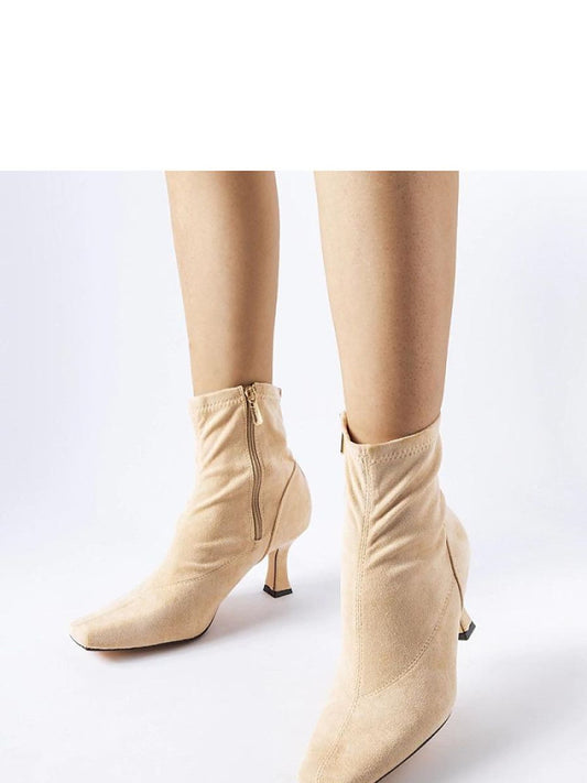 Botine cu toc Solea, Model 204739, Bej - material Zam din piele ecologică  Înălţimea tocului 7 cm