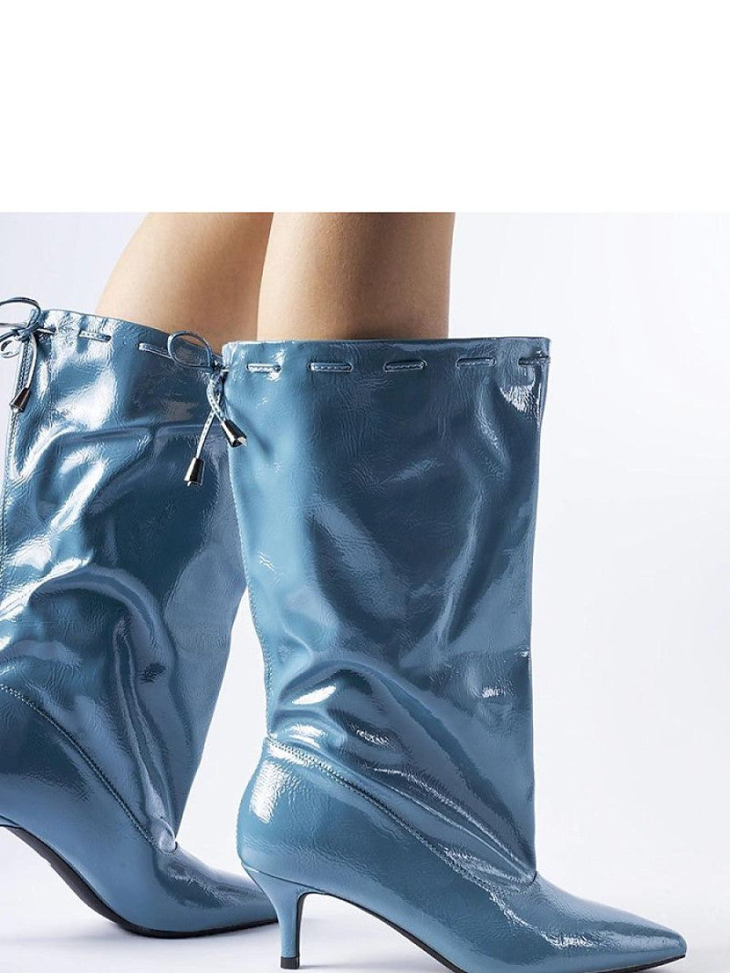 Botine cu toc Solea, Model 204742, Albastru - material Zam din piele ecologică  Înălţimea tocului 5,5 cm