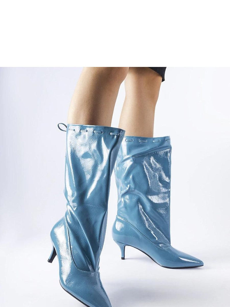 Botine cu toc Solea, Model 204742, Albastru - material Zam din piele ecologică  Înălţimea tocului 5,5 cm