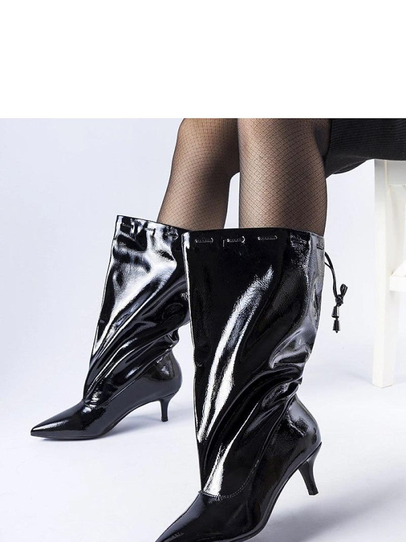 Botine cu toc Solea, Model 204743, Negru - material Zam din piele ecologică  Înălţimea tocului 5,5 cm