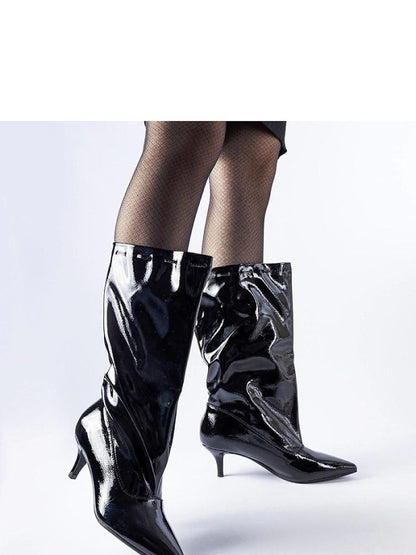 Botine cu toc Solea, Model 204743, Negru - material Zam din piele ecologică  Înălţimea tocului 5,5 cm