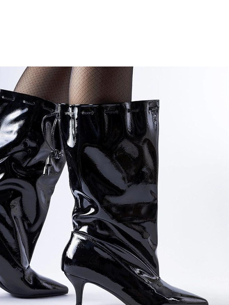 Botine cu toc Solea, Model 204743, Negru - material Zam din piele ecologică  Înălţimea tocului 5,5 cm