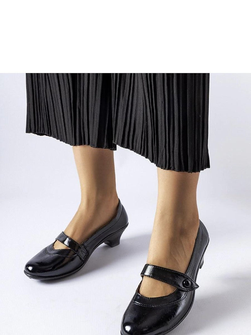 Botine cu toc Solea, Model 204768, Negru - material Zam din piele ecologică  Înălţimea tocului 5 cm