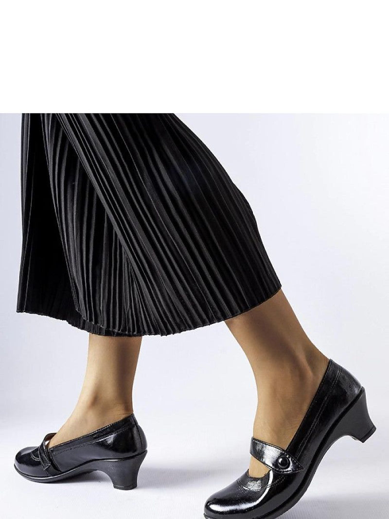 Botine cu toc Solea, Model 204768, Negru - material Zam din piele ecologică  Înălţimea tocului 5 cm