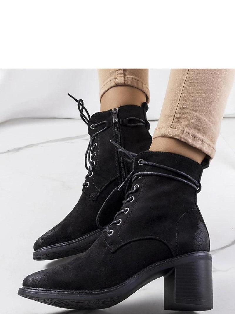 Botine cu toc Solea, Model 204856, Negru - Înălţimea tocului 6,5 cm