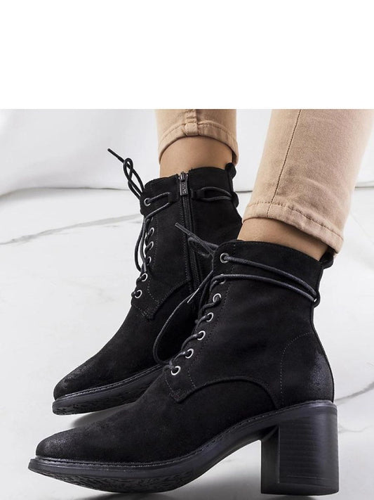 Botine cu toc Solea, Model 204856, Negru - Înălţimea tocului 6,5 cm