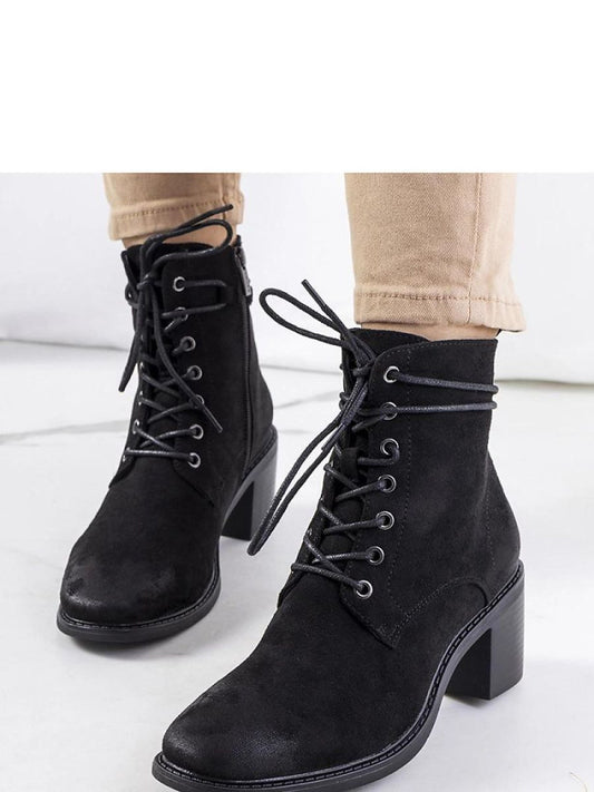 Botine cu toc Solea, Model 204856, Negru - Înălţimea tocului 6,5 cm