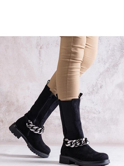 Botine cu toc Solea, Model 205040, Negru - material Zam din piele ecologică  Înălţimea tocului 3,5 cm