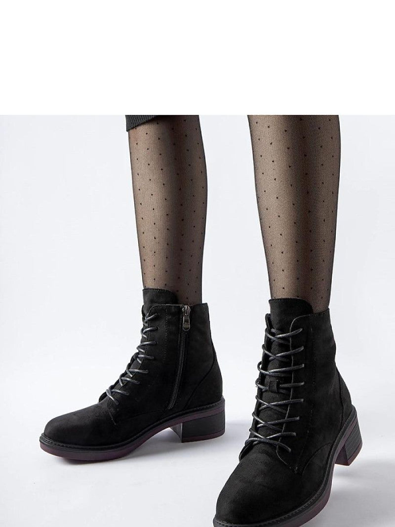 Botine cu toc Solea, Model 205084, Negru - material Zam din piele ecologică  Înălţimea tocului 5 cm