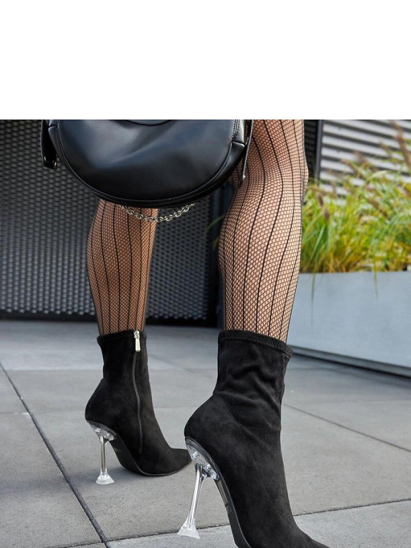 Botine cu toc Solea, Model 205091, Negru - material Zam din piele ecologică  Înălţimea tocului 11,5 cm