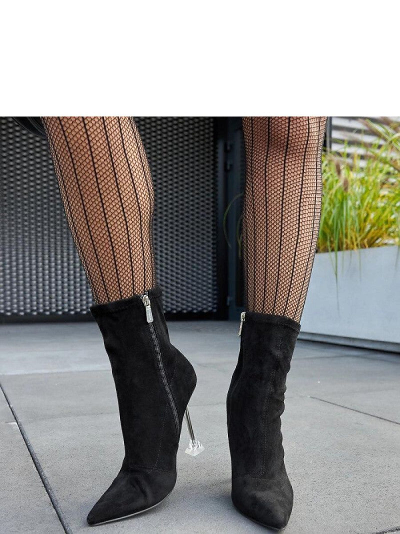 Botine cu toc Solea, Model 205091, Negru - material Zam din piele ecologică  Înălţimea tocului 11,5 cm