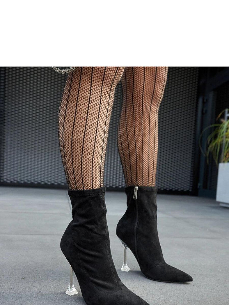 Botine cu toc Solea, Model 205091, Negru - material Zam din piele ecologică  Înălţimea tocului 11,5 cm