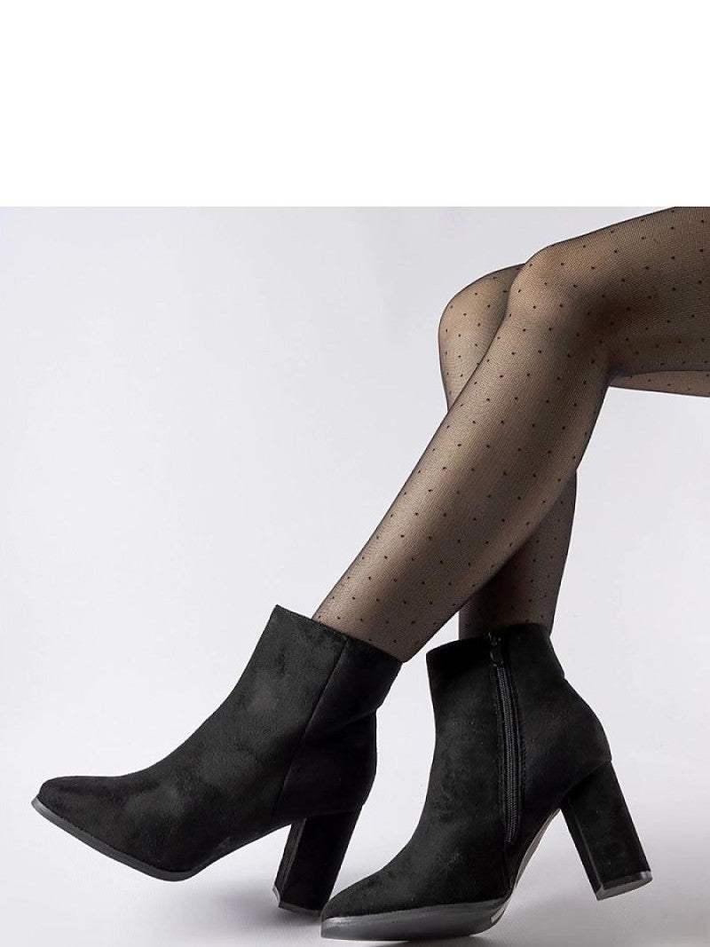 Botine cu toc Solea, Model 205098, Negru - material Zam din piele ecologică  Înălţimea tocului 8 cm