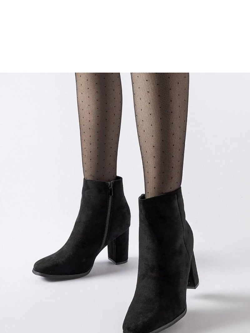 Botine cu toc Solea, Model 205098, Negru - material Zam din piele ecologică  Înălţimea tocului 8 cm