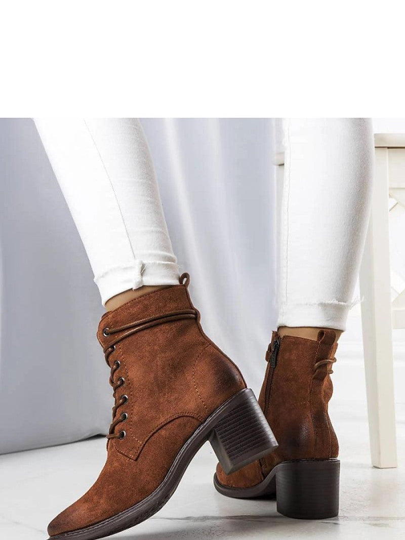 Botine cu toc Solea, Model 205139, Maro - Înălţimea tocului 6,5 cm