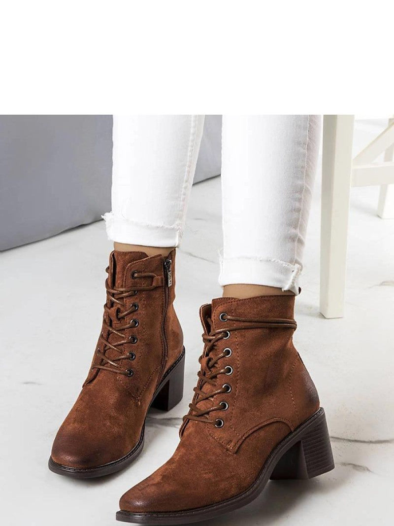 Botine cu toc Solea, Model 205139, Maro - Înălţimea tocului 6,5 cm