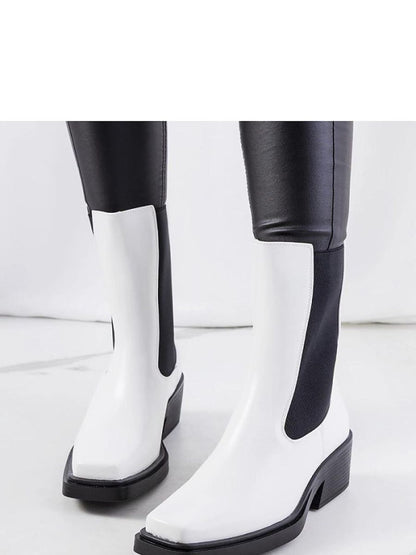 Botine cu toc Solea, Model 205158, Alb - Înălţimea tocului 5,5 cm