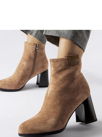 Botine cu toc Solea, Model 205851, Bej - material Zam din piele ecologică  Înălţimea tocului 7,5 cm