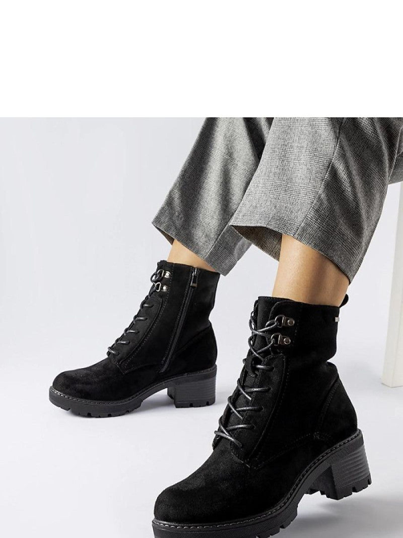 Botine cu toc Solea, Model 205852, Negru - material Zam din piele ecologică  Înălţimea tocului 5,5 cm