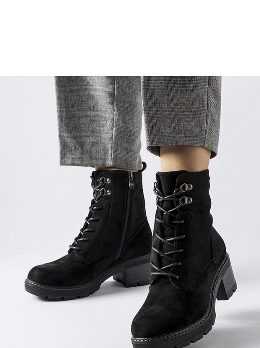 Botine cu toc Solea, Model 205852, Negru - material Zam din piele ecologică  Înălţimea tocului 5,5 cm