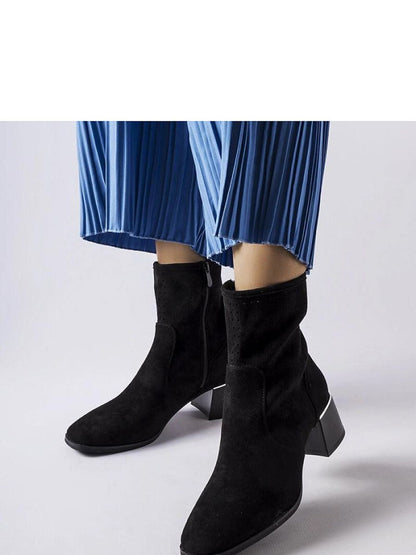 Botine cu toc Solea, Model 205871, Negru - material Zam din piele ecologică  Înălţimea tocului 5 cm