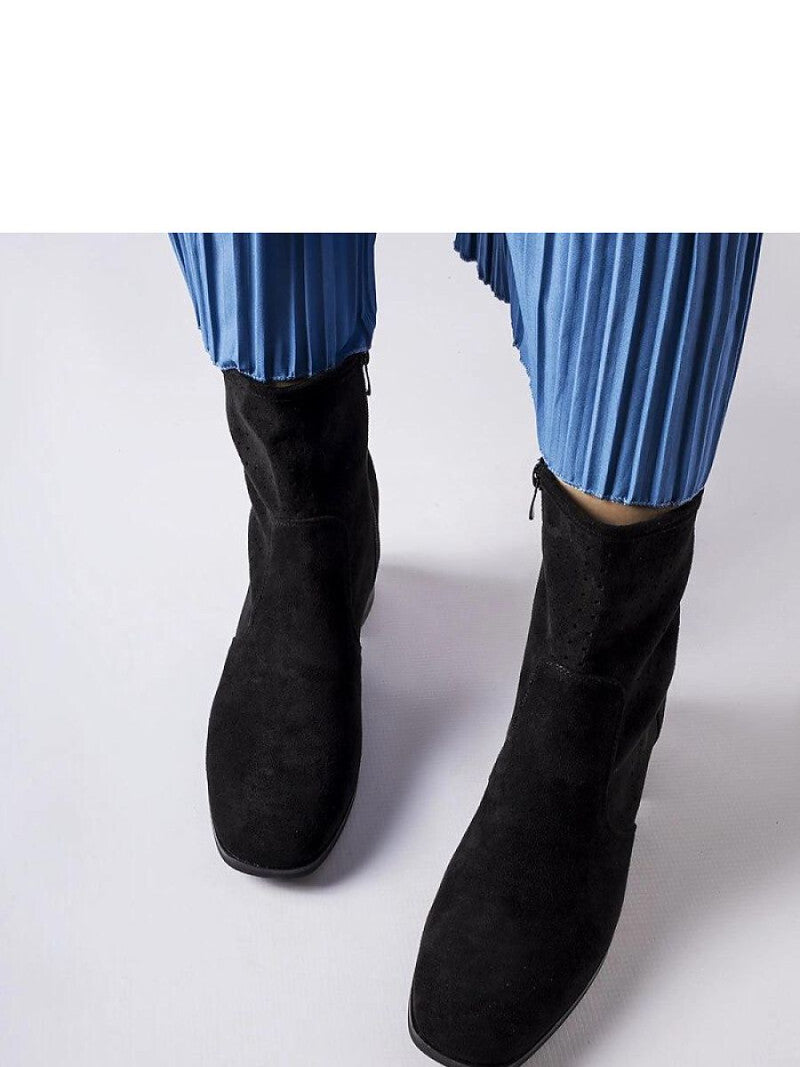 Botine cu toc Solea, Model 205871, Negru - material Zam din piele ecologică  Înălţimea tocului 5 cm