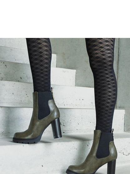 Botine cu toc Solea, Model 206439, Verde - material Zam din piele ecologică  Înălţimea tocului 9,5 cm