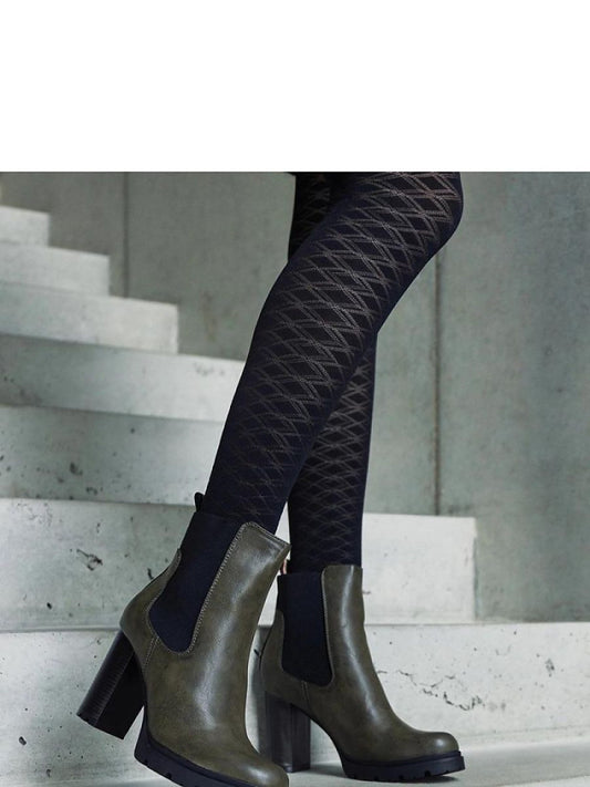 Botine cu toc Solea, Model 206439, Verde - material Zam din piele ecologică  Înălţimea tocului 9,5 cm