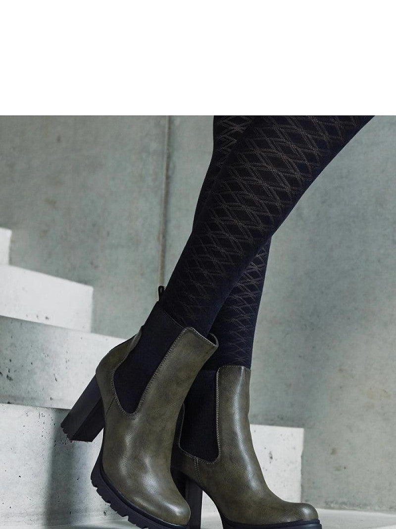 Botine cu toc Solea, Model 206439, Verde - material Zam din piele ecologică  Înălţimea tocului 9,5 cm