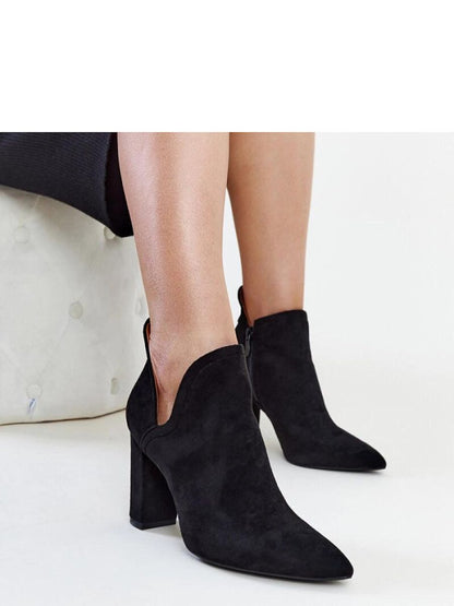 Botine cu toc Solea, Model 206462, Negru - material Zam din piele ecologică  Înălţimea tocului 8,5 cm