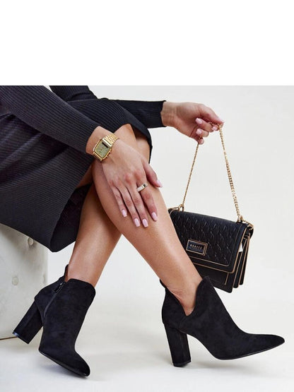 Botine cu toc Solea, Model 206462, Negru - material Zam din piele ecologică  Înălţimea tocului 8,5 cm