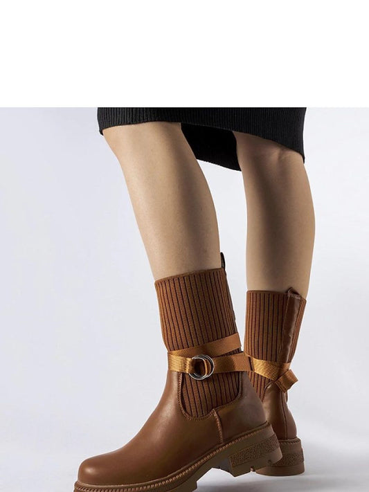 Botine cu toc Solea, Model 206486, Maro - Înălţimea tocului 4,5 cm