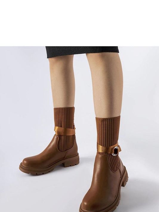 Botine cu toc Solea, Model 206486, Maro - Înălţimea tocului 4,5 cm