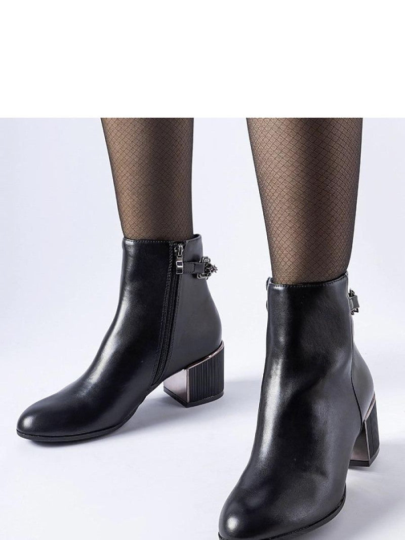 Botine cu toc Solea, Model 206491, Negru - material Zam din piele ecologică  Înălţimea tocului 6,5 cm