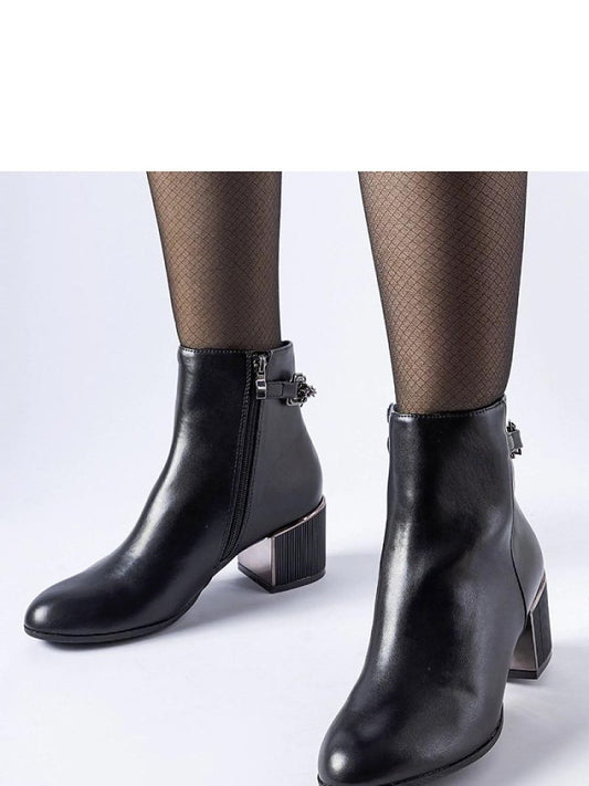 Botine cu toc Solea, Model 206491, Negru - material Zam din piele ecologică Înălţimea tocului 6,5 cm