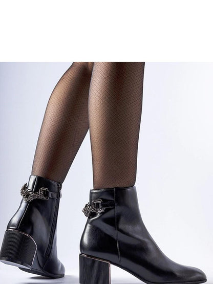 Botine cu toc Solea, Model 206491, Negru - material Zam din piele ecologică  Înălţimea tocului 6,5 cm