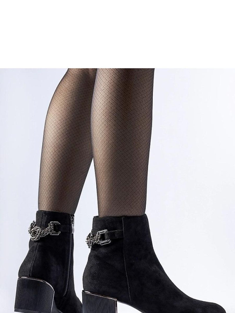 Botine cu toc Solea, Model 206492, Negru - material Zam din piele ecologică  Înălţimea tocului 6,5 cm