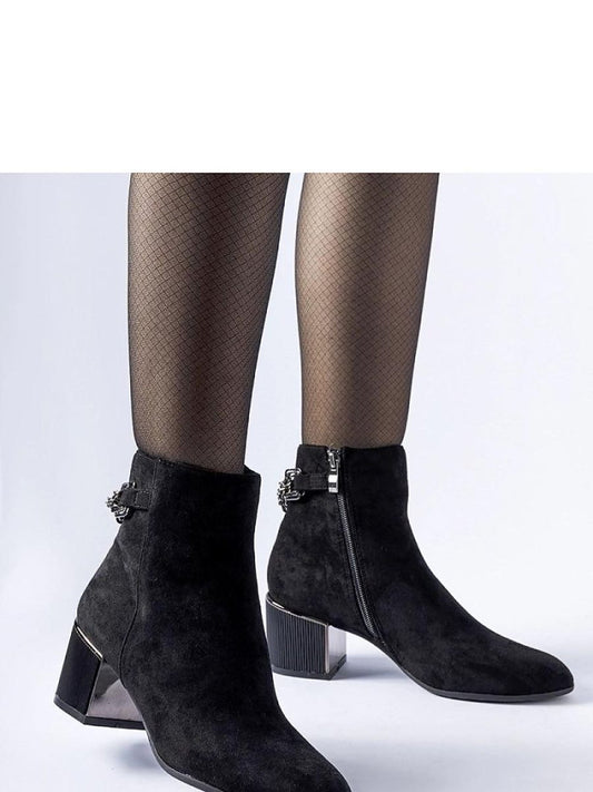 Botine cu toc Solea, Model 206492, Negru - material Zam din piele ecologică  Înălţimea tocului 6,5 cm