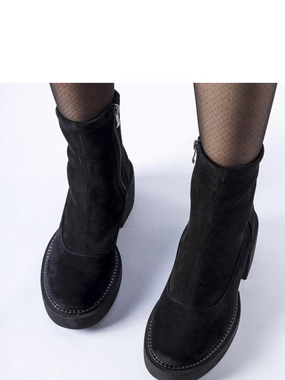 Botine cu toc Solea, Model 206495, Negru - material Zam din piele ecologică  Înălţimea tocului 6,5 cm