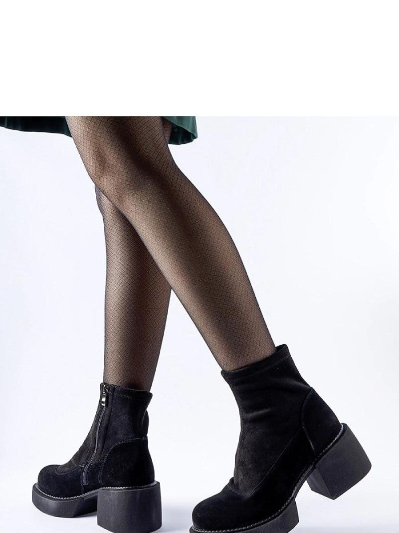 Botine cu toc Solea, Model 206495, Negru - material Zam din piele ecologică  Înălţimea tocului 6,5 cm