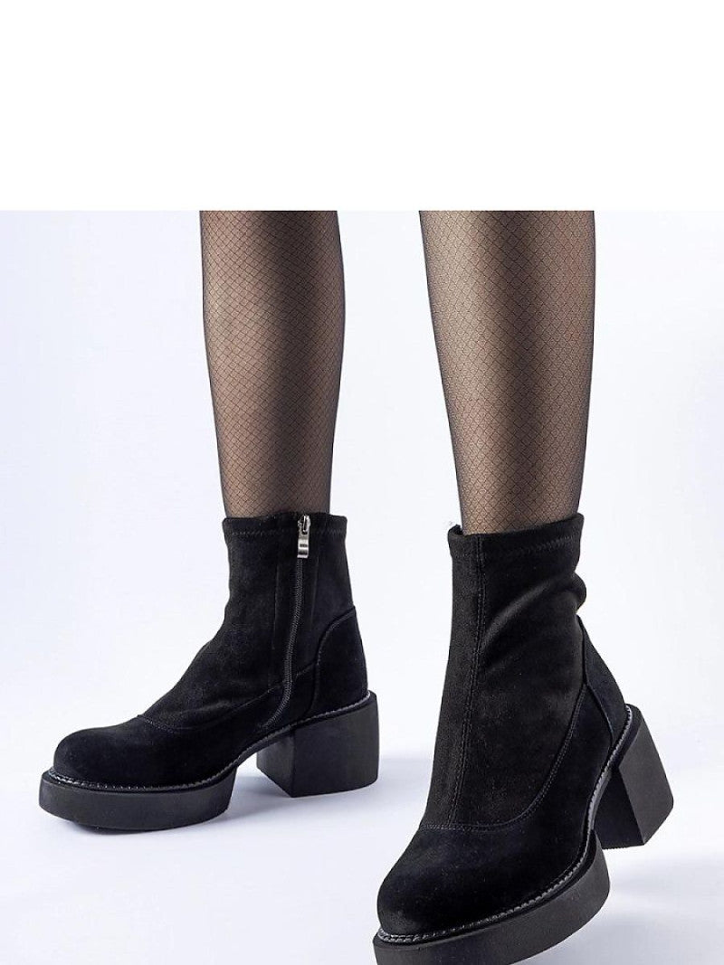 Botine cu toc Solea, Model 206495, Negru - material Zam din piele ecologică  Înălţimea tocului 6,5 cm