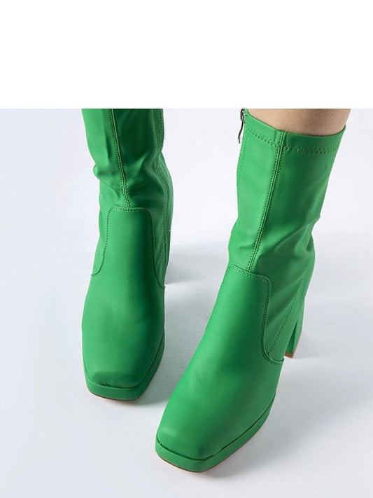 Botine cu toc Solea, Model 206496, Verde - material Zam din piele ecologică  Înălţimea tocului 10 cm