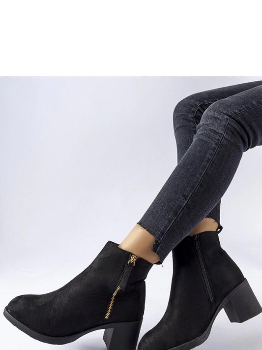 Botine cu toc Solea, Model 206545, Negru - material Zam din piele ecologică  Înălţimea tocului 6 cm